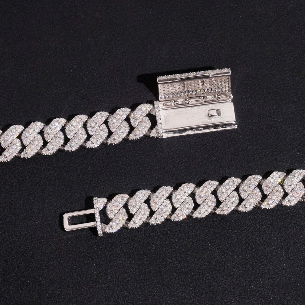 10MM 3 Rows Moissanite Cuban Link Chain