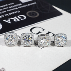 Square Shape Halo Design D Color Moissanite Earring