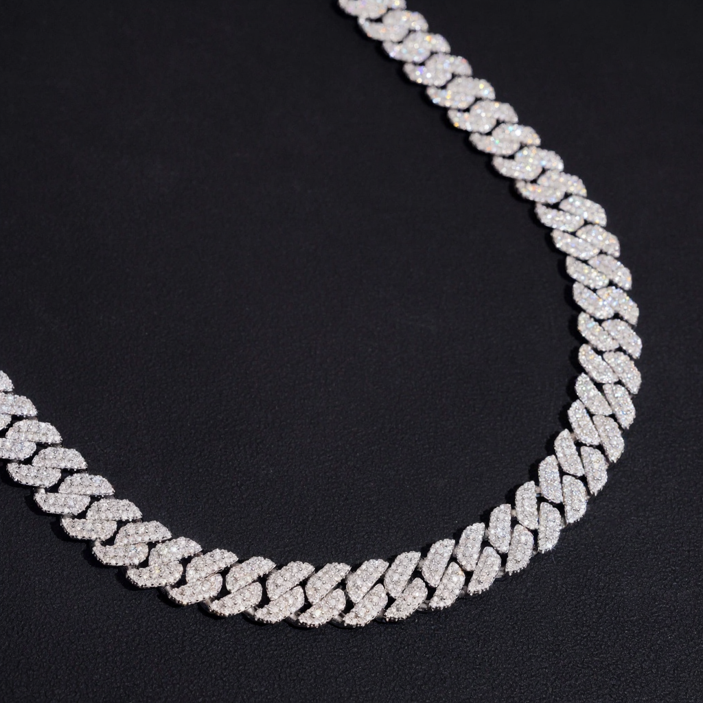 10MM 3 Rows Moissanite Cuban Link Chain