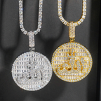 Round Plate 18k Gold Diamond Pendant
