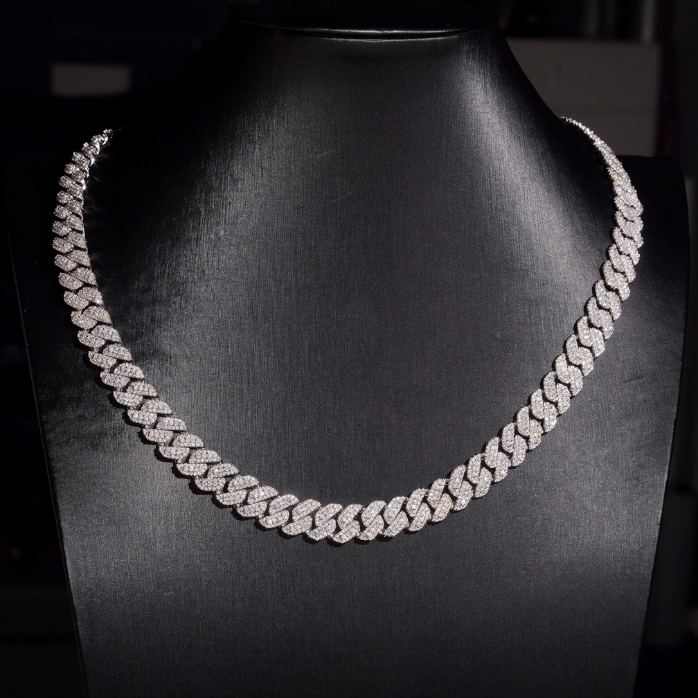 10MM 3 Rows Moissanite Cuban Link Chain