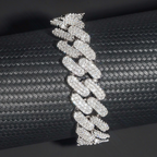 Solid Silver Heavy Miami 16mm Hip Hop Moissanite Cuban Link Bracelet