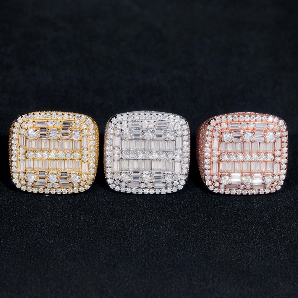 Square Hip Hop Mens Moissanite Ring
