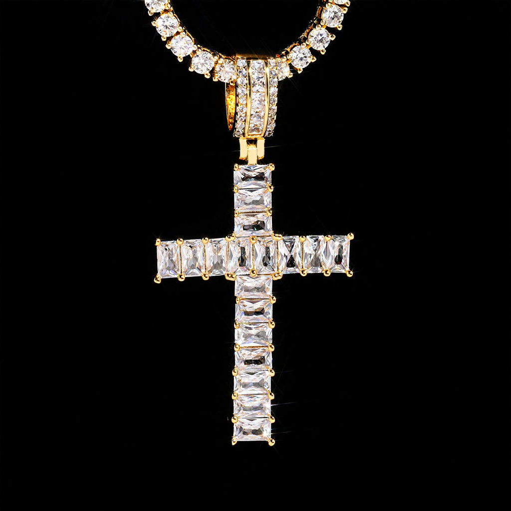 Luxury Hip Hop Diamond Cross Pendant