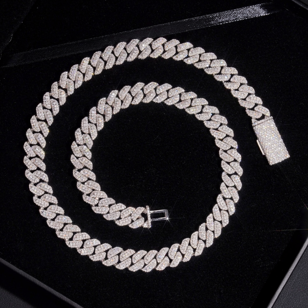 10MM 3 Rows Moissanite Cuban Link Chain