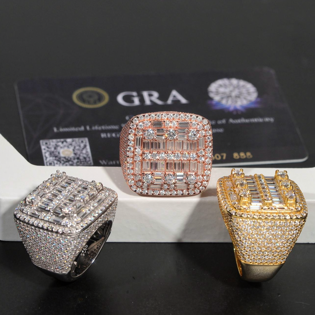 Square Hip Hop Mens Moissanite Ring