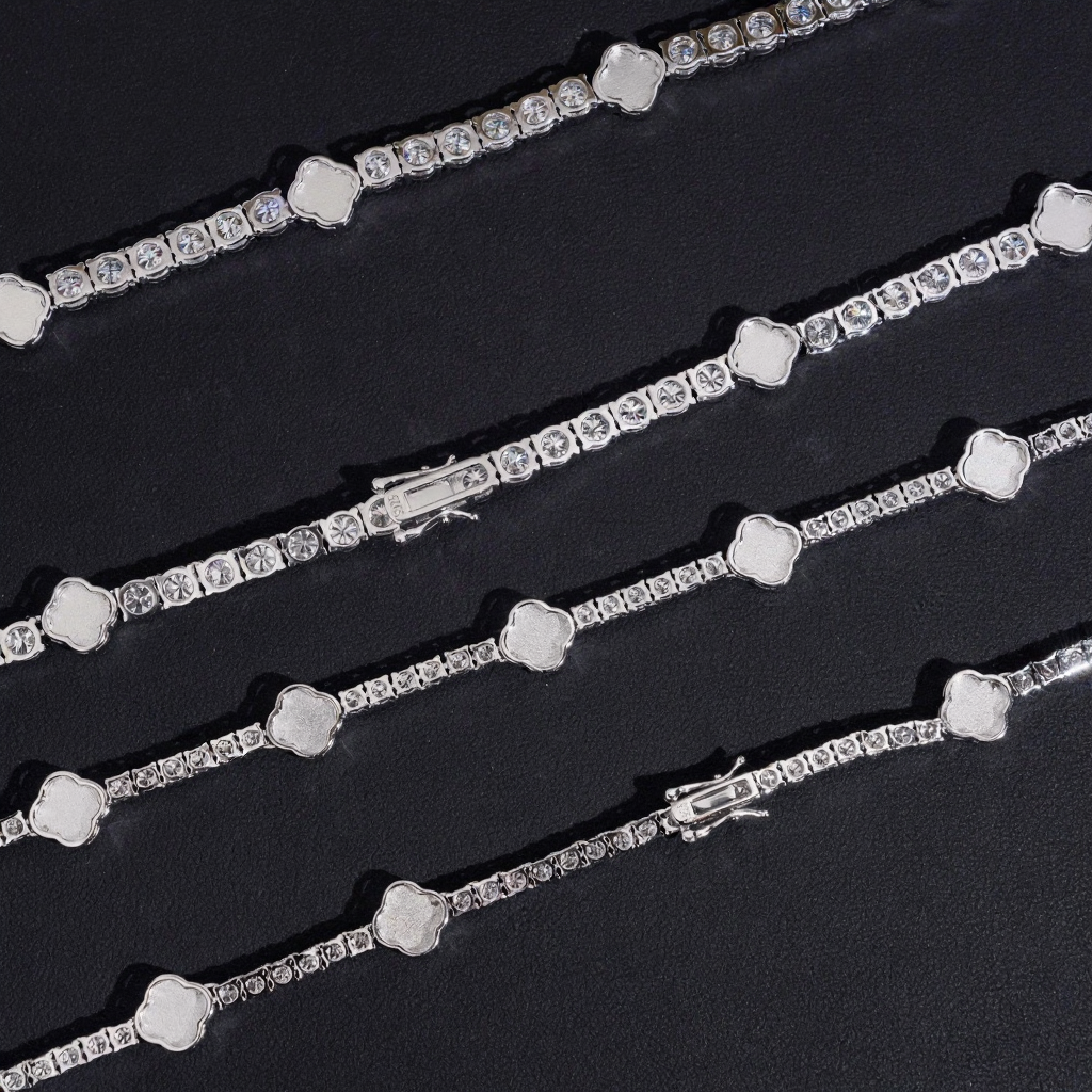 Black Clover Moissanite Tennis Chain