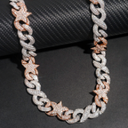 15mm Two Tone Diamond 18k Gold Plated Star Cuban Link Chain