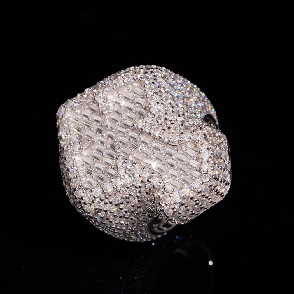 ZUANFA Iced Out Moissanite Cross Ring