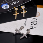 Iced Out Cross Mens Moissanite Earrings