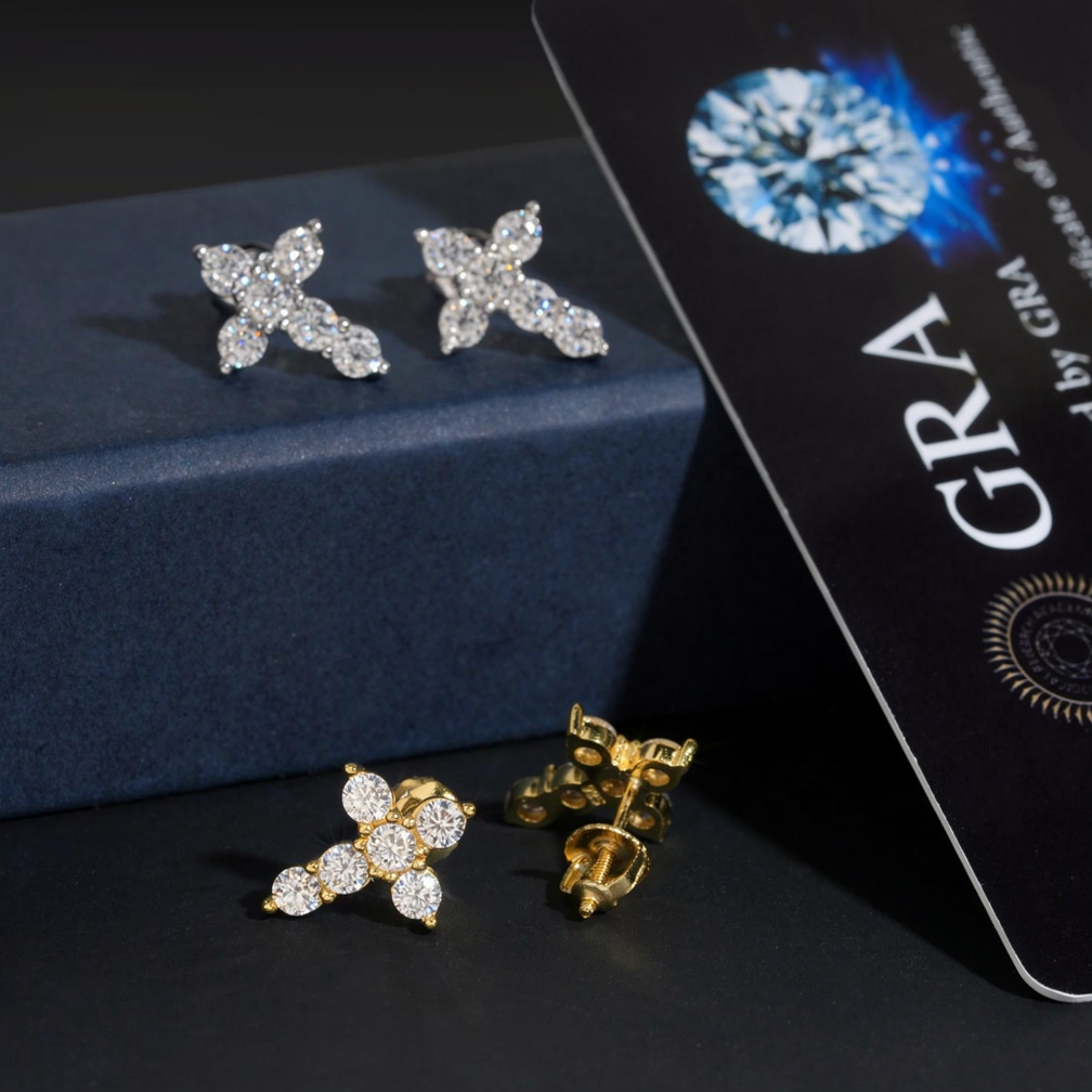 Hip Hop Style Moissanite Cross Earrings