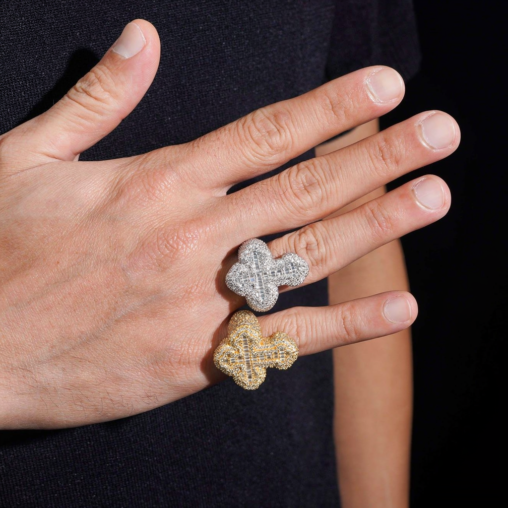 Iced Out Cross Moissanite Ring