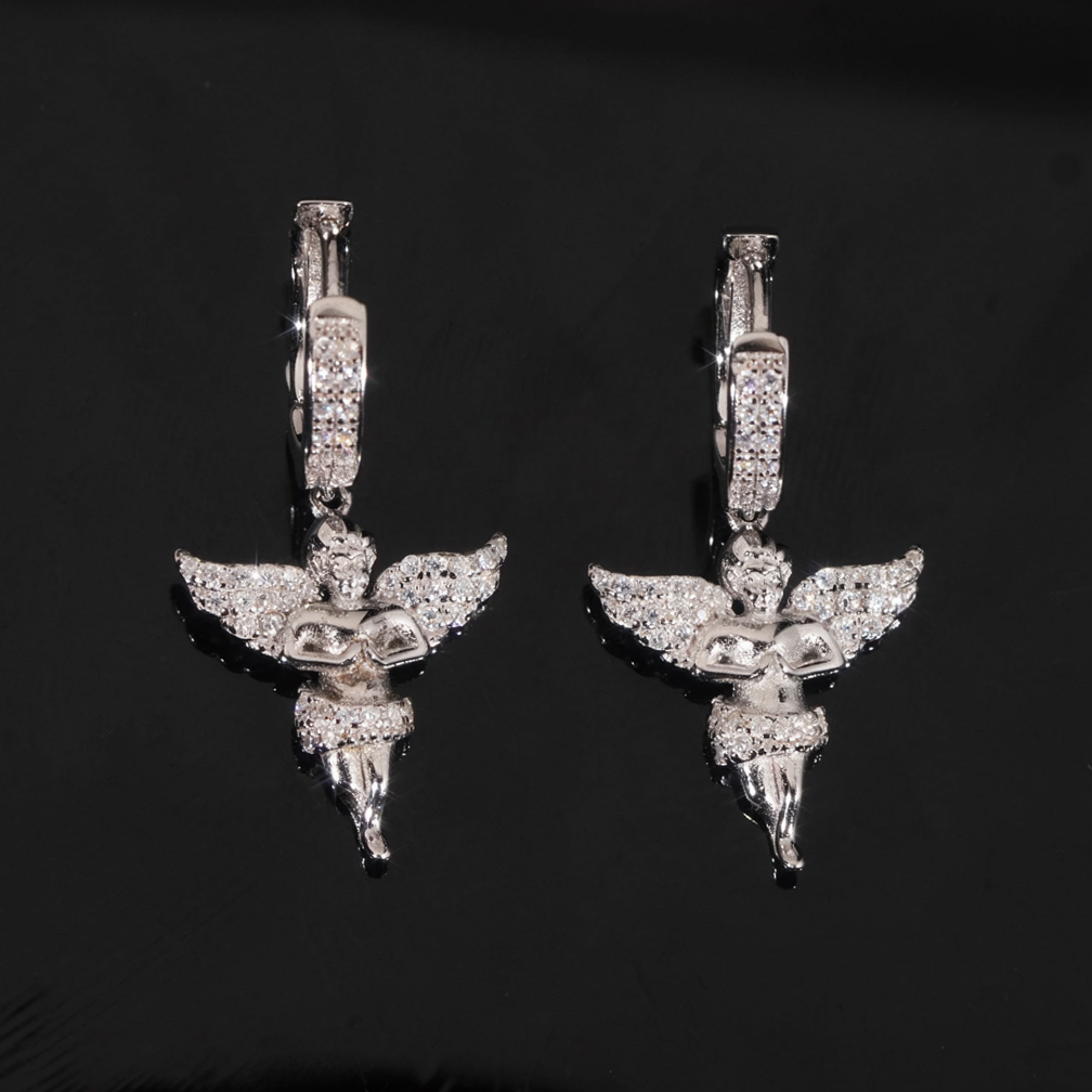 Angel Moissanite Hoop Dangle Earrings