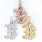 Letter B Baguette Design Moissanite Pendant 18k Gold