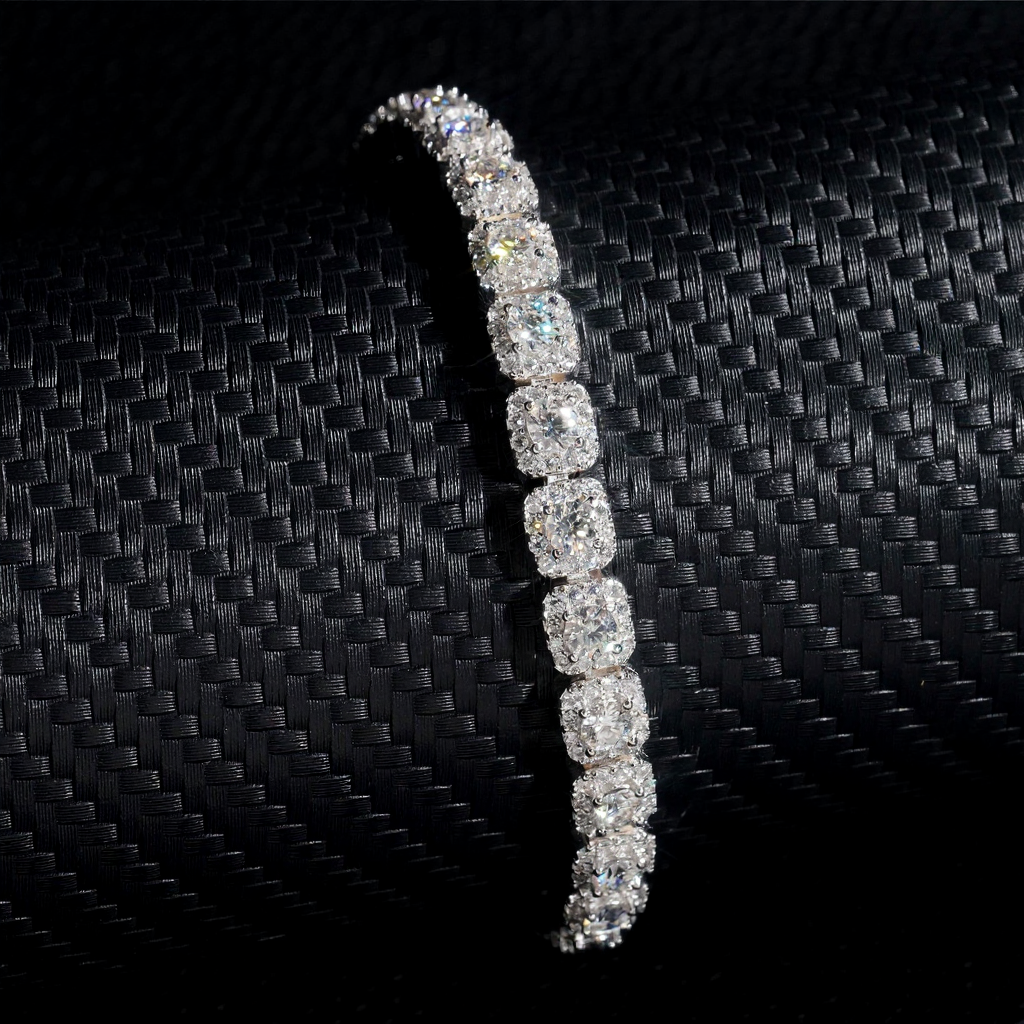 Iced Out 6MM Moissanite Cluster Tennis Bracelet