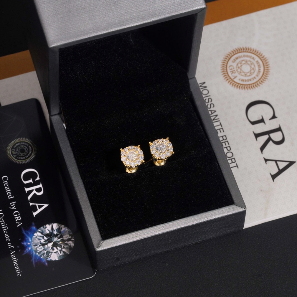 Iced Out Screw Back Moissanite Earrings