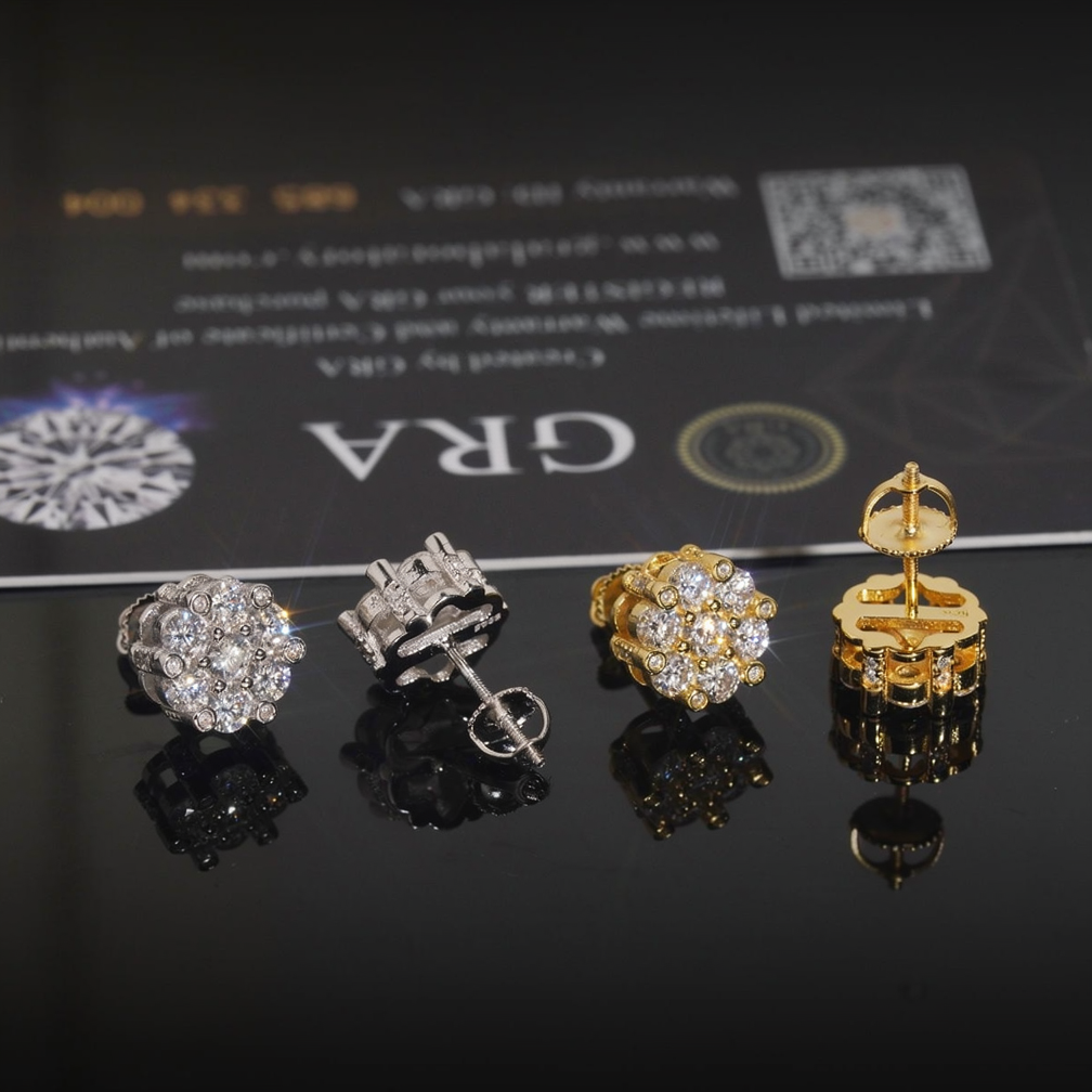 Zaunfa Luxury Flower Shape Moissanite Earrings