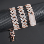 Two Tone Color Luxury 16MM 925 Sterling Silver Cuban Chain Neckalce