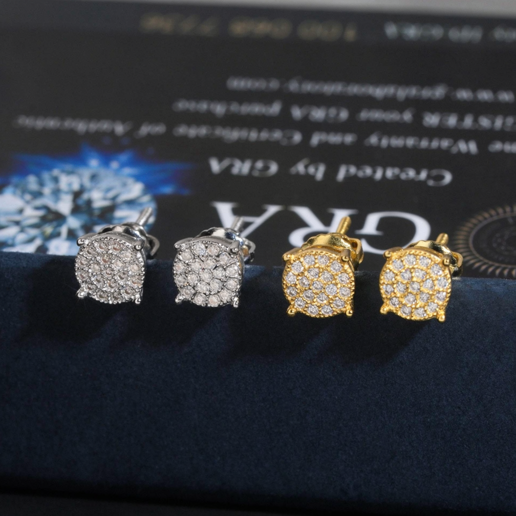 Hip Hop Iced Out Moissanite Stud Earrings