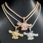 Cute Dog 18k Gold Plated Diamond Pendant