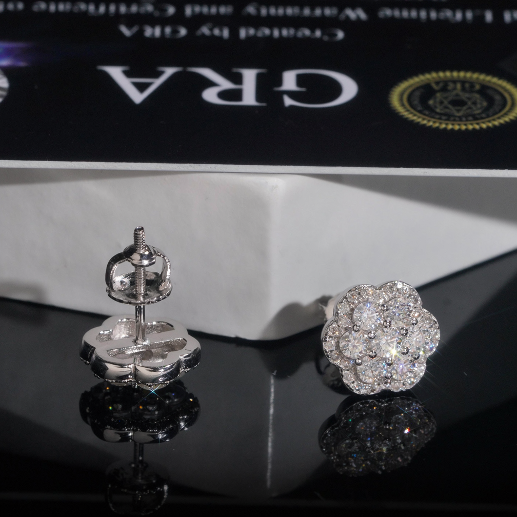 Zuanfa Moissanite Cluster Flower Earrings