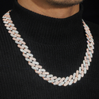 Two Tone Color Luxury 16MM 925 Sterling Silver Cuban Chain Neckalce