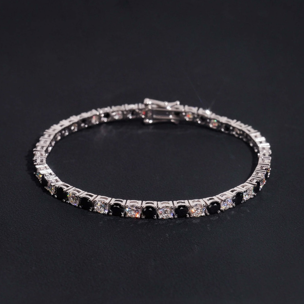4mm Black Mixed White Moissanite Tennis Bracelet