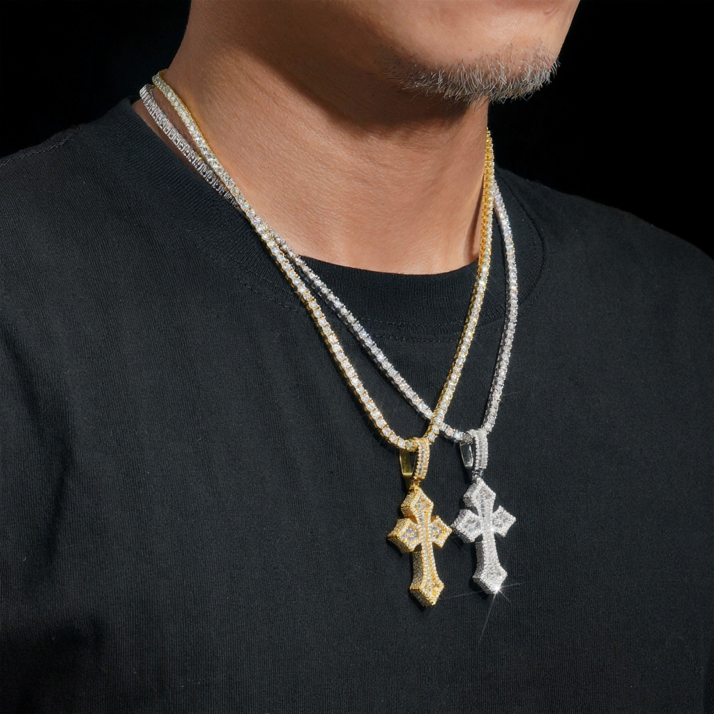 Hot Sale Baguette Moissanite Cross Pendant