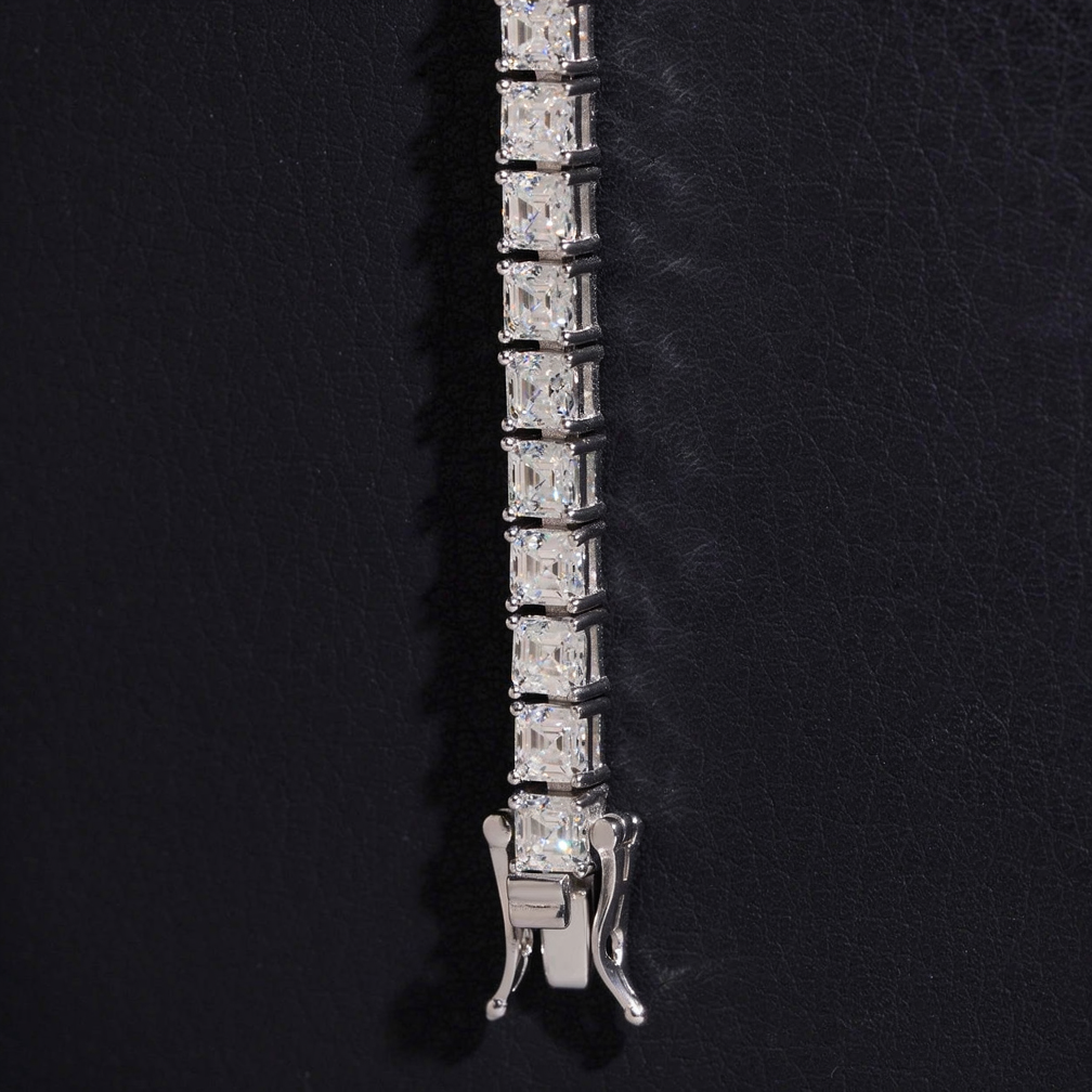 Zuanfa Asscher Cut 4*4mm Moissanite Tennis Bracelet