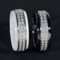 Black White Ceramic Moissanite Ring 18K Gold