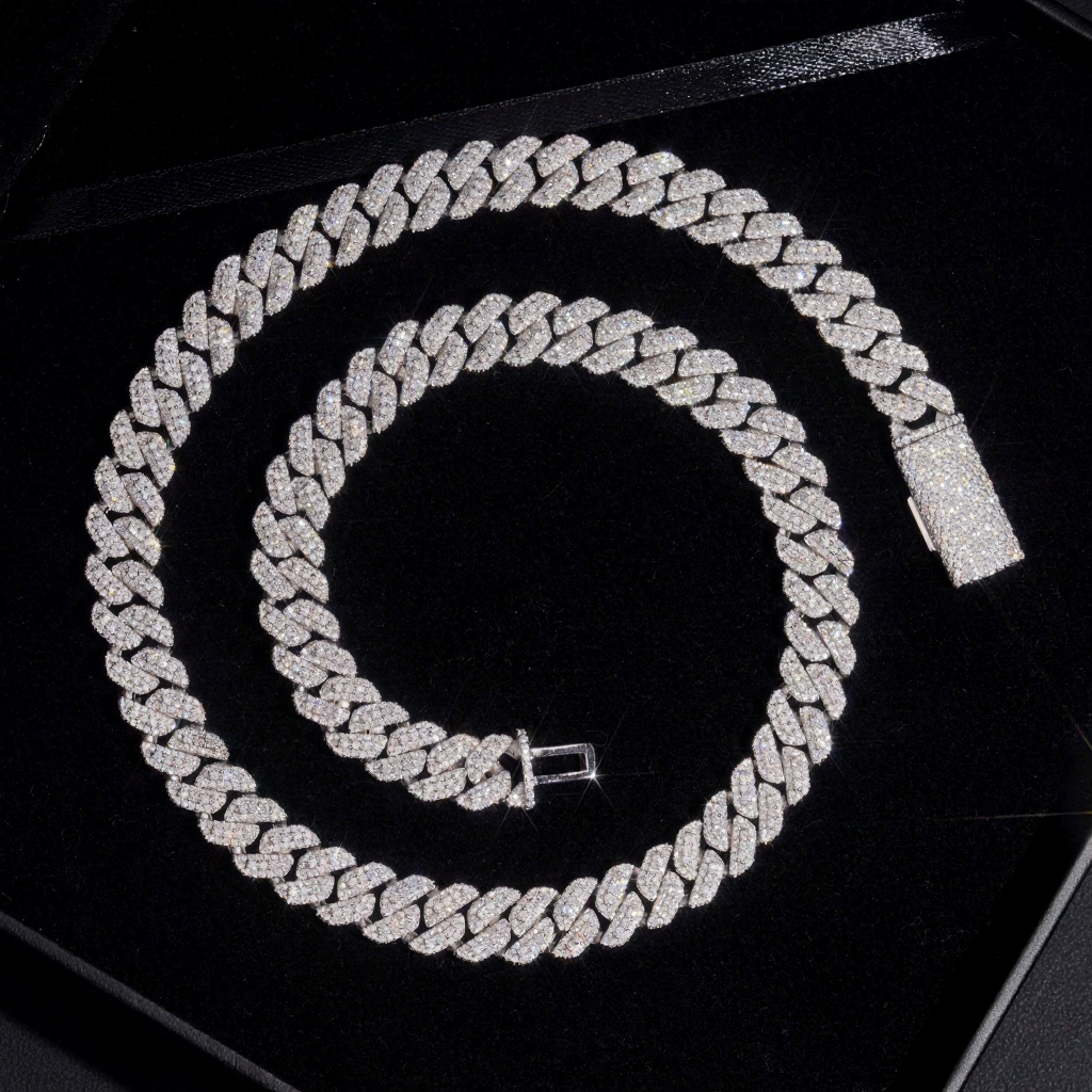10MM 3 Rows Moissanite Cuban Link Bracelet