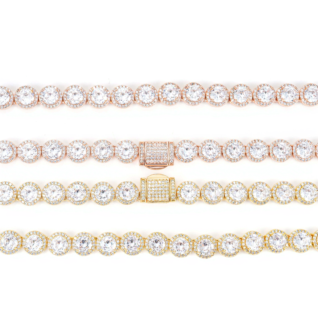 Big Round Diamond 18k Gold Plated Cuban Link Chain