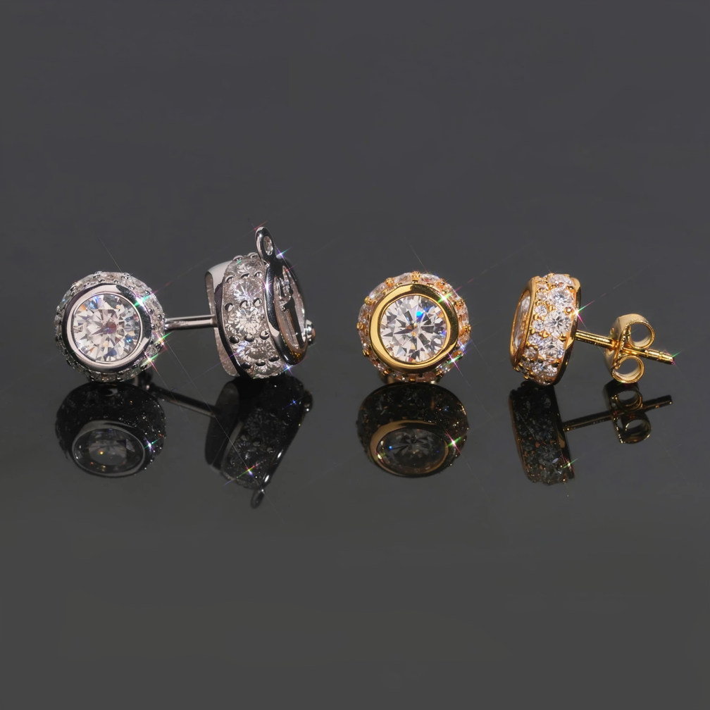 6.5mm Center Stone Bezel Setting Moissanite Earrings