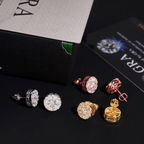 Iced Out Circle Moissanite Stud Earrings