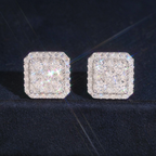 Iced Out Square Moissanite Earrings