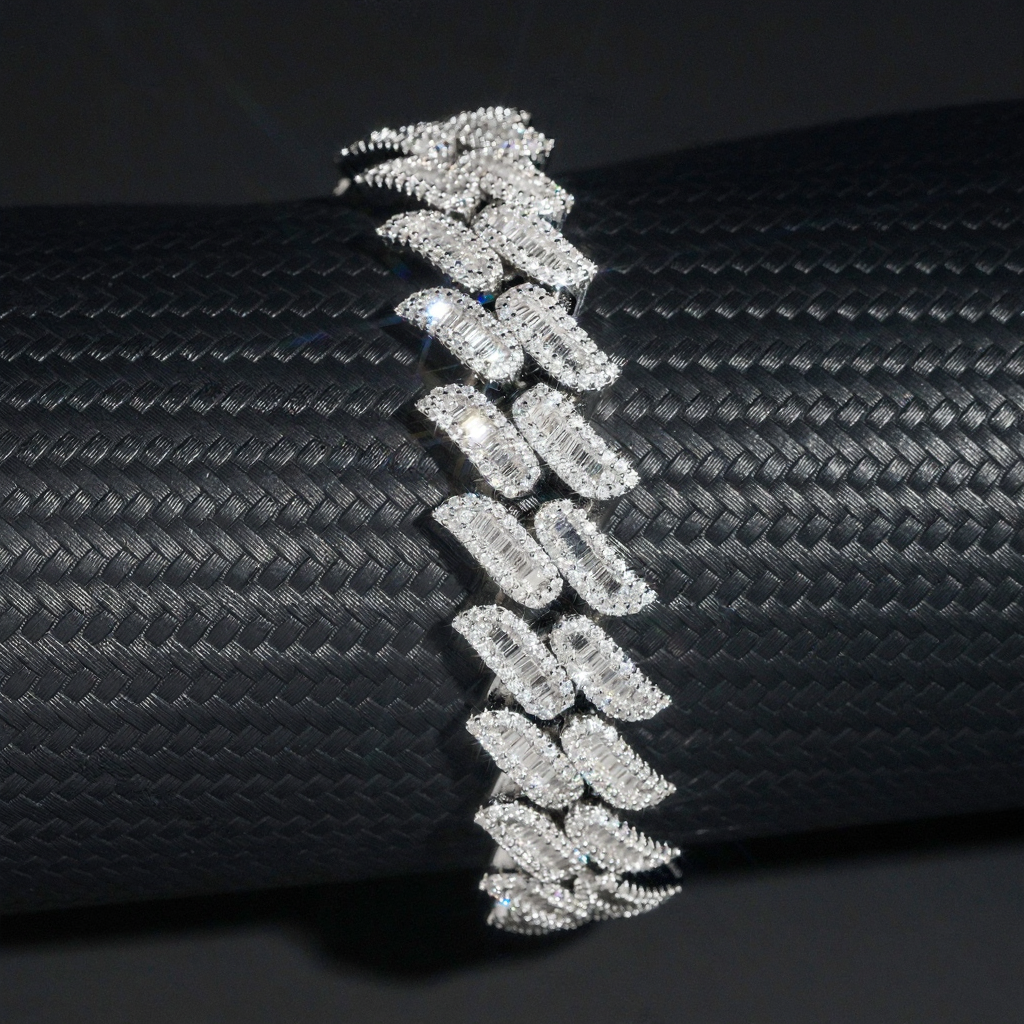 15MM Thorns Baguette Moissanite Cuban Link Bracelet