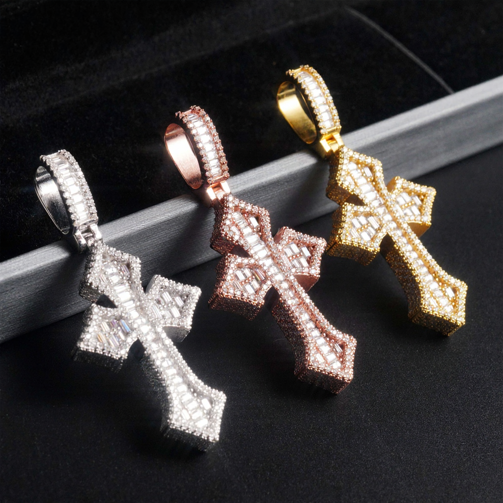 Hot Sale Baguette Moissanite Cross Pendant