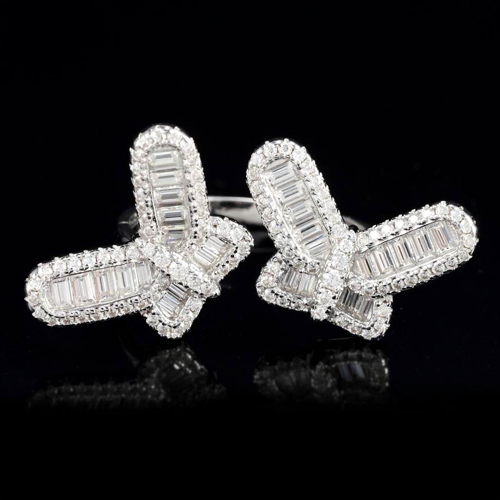 Iced Out Double Butterfly Moissanite Ring 18K Gold
