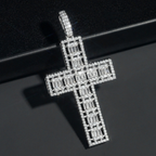 Hip Hop Iced Out Cross Baguette Diamond Pendant