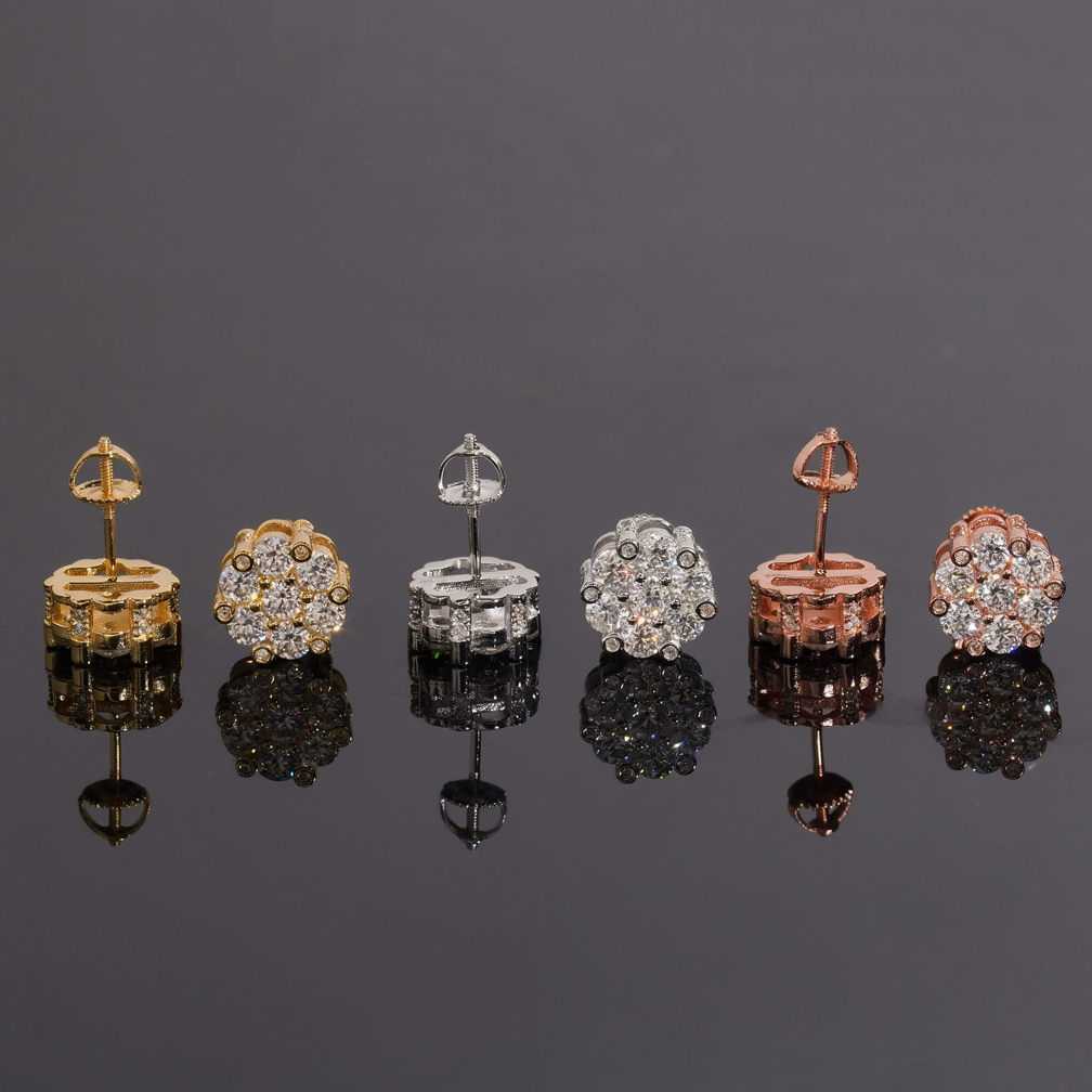 Zaunfa Luxury Flower Shape Moissanite Earrings
