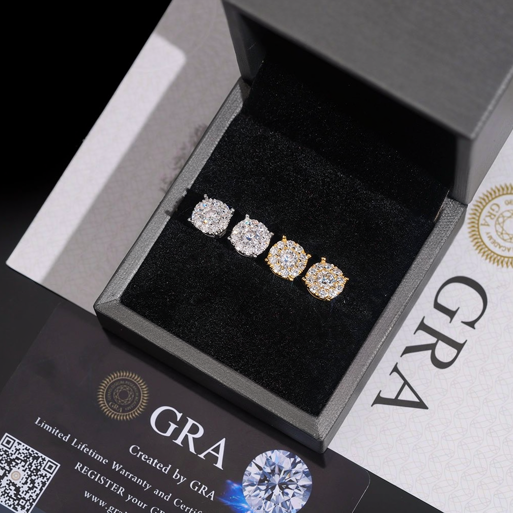 Iced Out Screw Back Moissanite Earrings