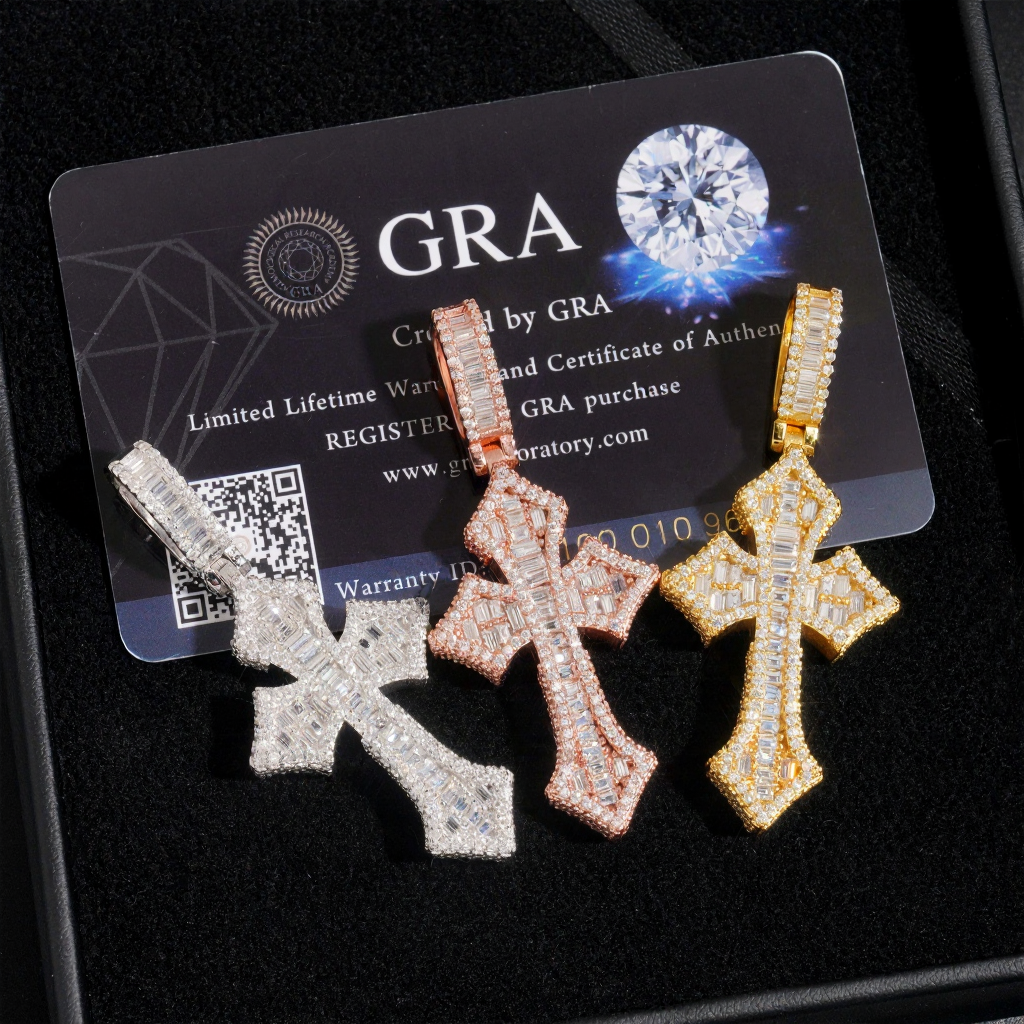 Hot Sale Baguette Moissanite Cross Pendant
