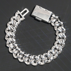 Solid Silver Heavy Miami 16mm Hip Hop Moissanite Cuban Link Bracelet