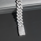 Solid Silver Heavy Miami 16mm Hip Hop Moissanite Cuban Link Bracelet