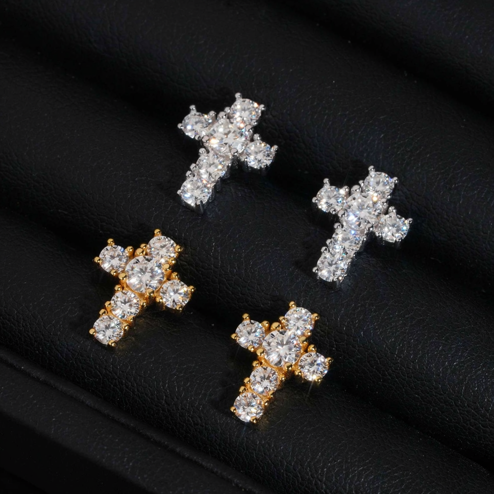 Zuanfa Religious Hip Hop Moissanite Cross Earrings