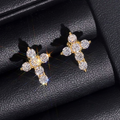 Hip Hop Style Moissanite Cross Earrings
