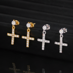 Hip Hop Moissanite Cross Drop Earrings