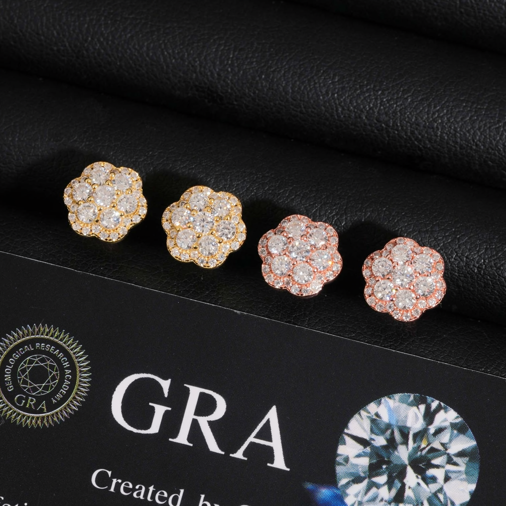 Zuanfa Moissanite Cluster Flower Earrings