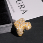 Iced Out Cross Moissanite Ring