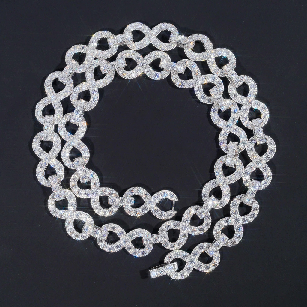 One Row Big Stone 13MM Moissanite Infinity Cuban Link Chain